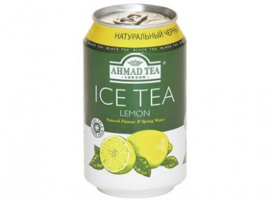 Холодный черный чай AHMAD TEA с лимоном, 0.33л, 1 штука