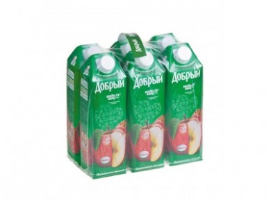 Нектар ДОБРЫЙ деревенские яблочки, 1л, 6 штук