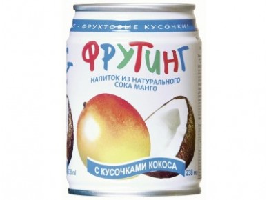 Фруктовый напиток FRUITING Манго с кусочками кокоса, 238 мл, 1 штука