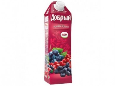 Морс ДОБРЫЙ виноград/черника/клюква, 1л, 1 пакет