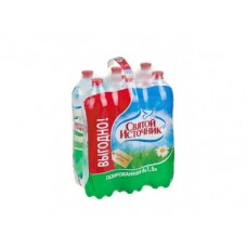 Питьевая вода СВЯТОЙ ИСТОЧНИК газированная, 1,5л, 6 штук